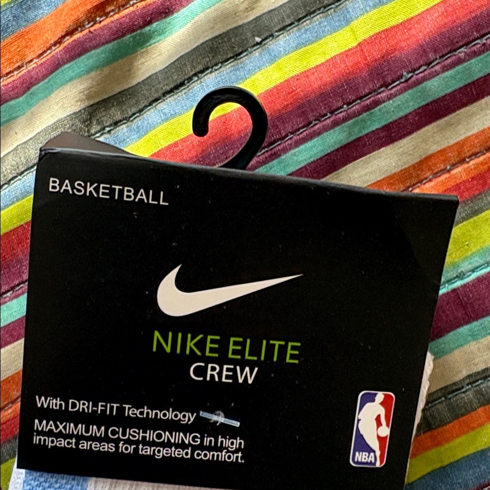 Nike Elite Crew Basketball Socks - White and Light Blue - Picture 4 of 10